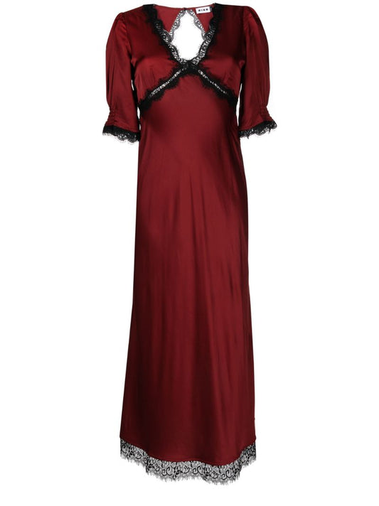 Red Gabrielle Lace-trim Dress