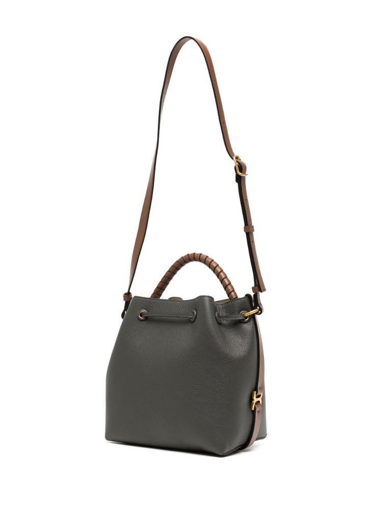 Grey Marcie Leather Bucket Bag