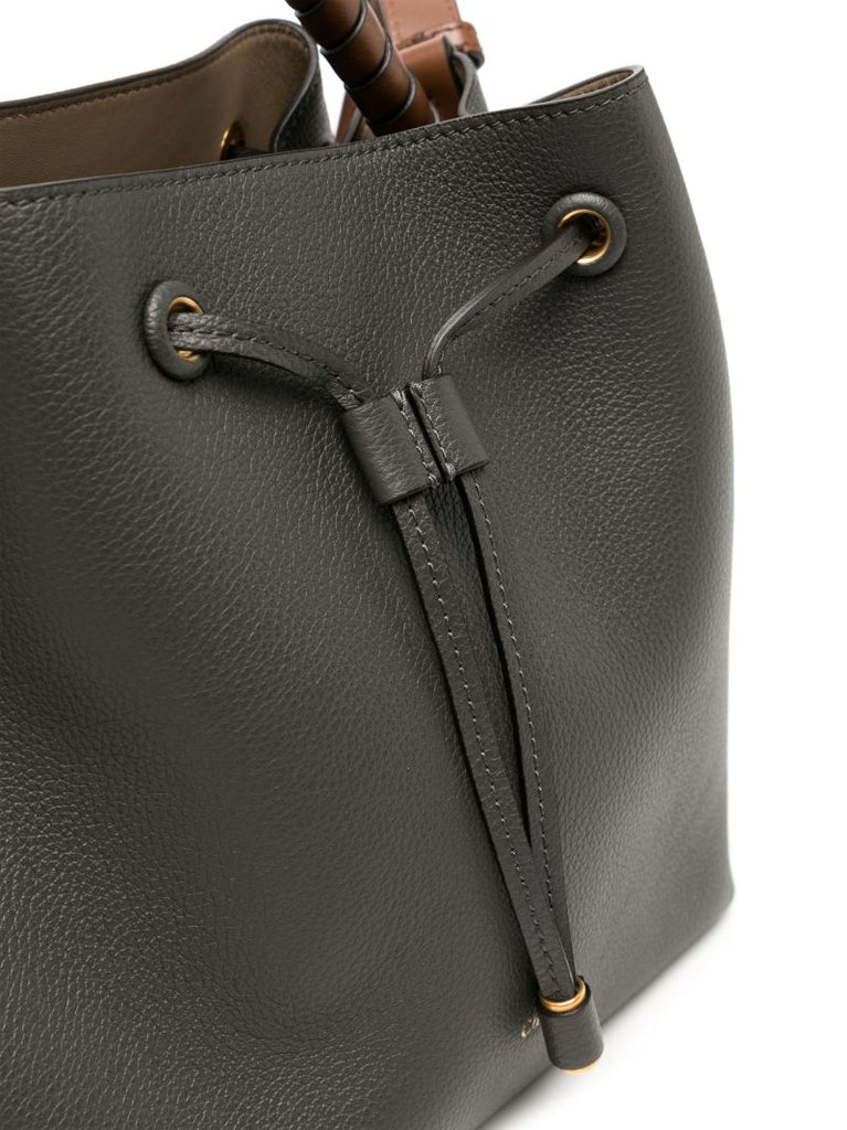 Grey Marcie Leather Bucket Bag