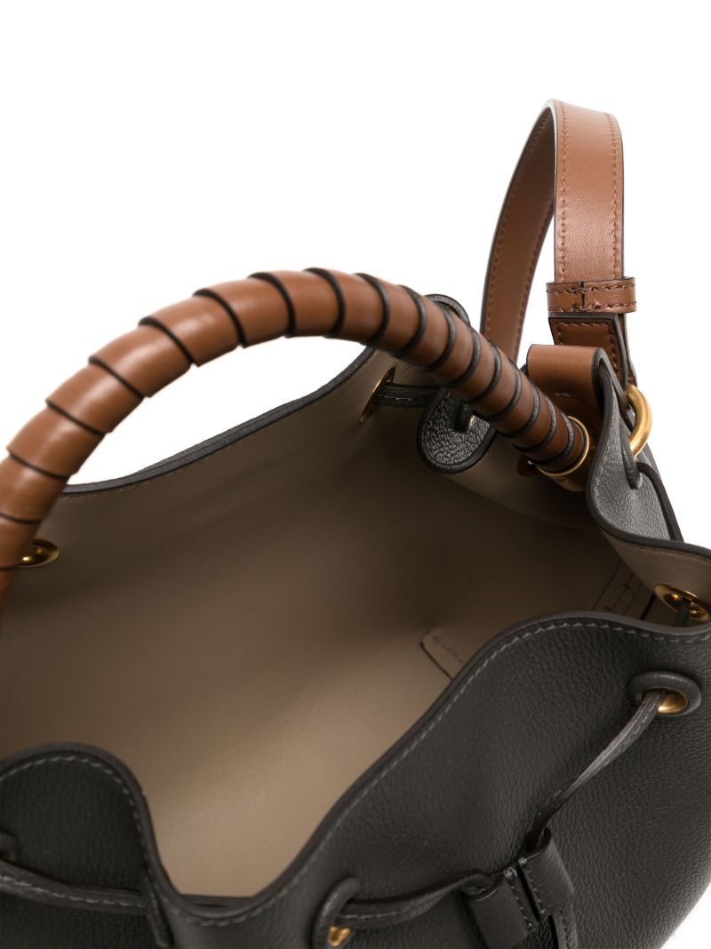 Grey Marcie Leather Bucket Bag