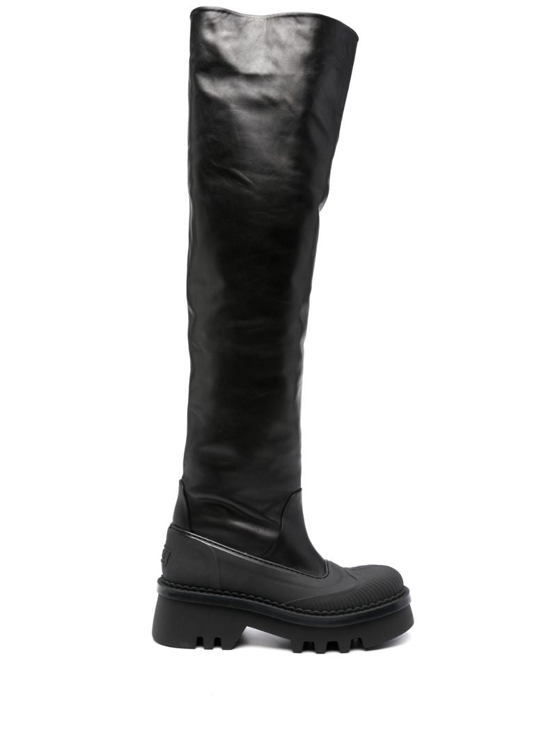 Black Raina 50 Thigh-high Leather Boots