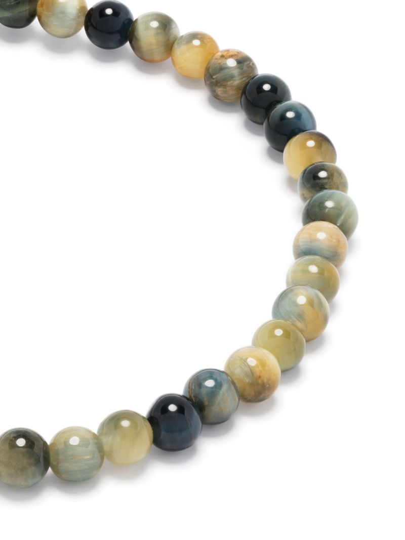 14k Yellow Gold Agate Diamond Beaded Bracelet