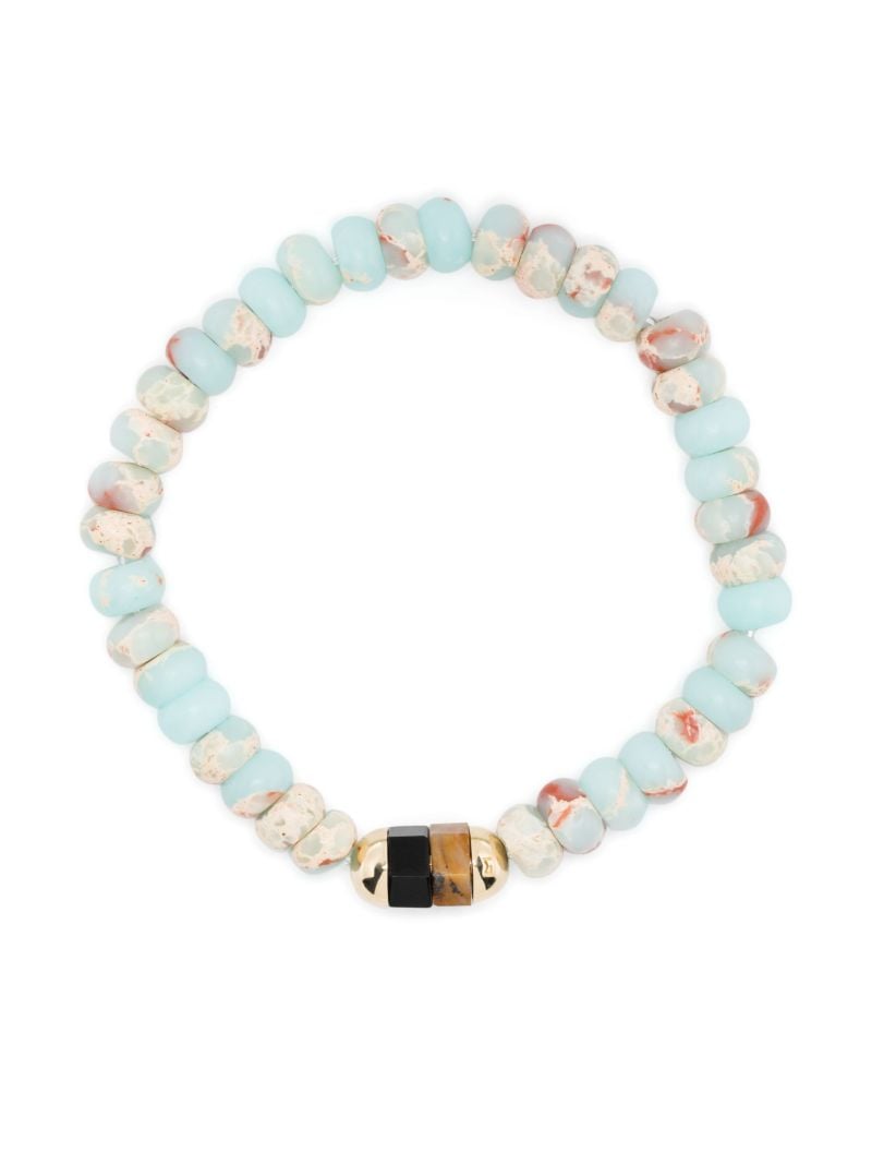 14k Yellow Gold 2 Hexagon Gemstone Beaded Bracelet