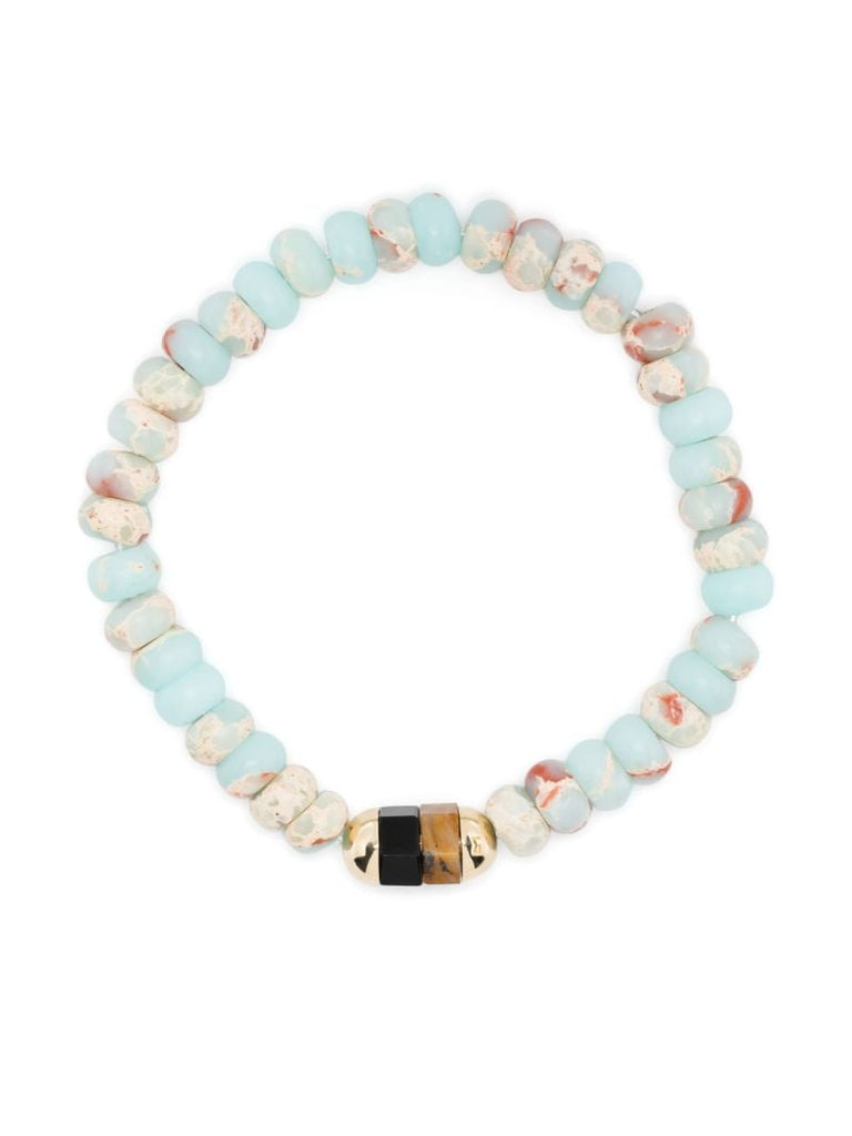 14k Yellow Gold 2 Hexagon Gemstone Beaded Bracelet