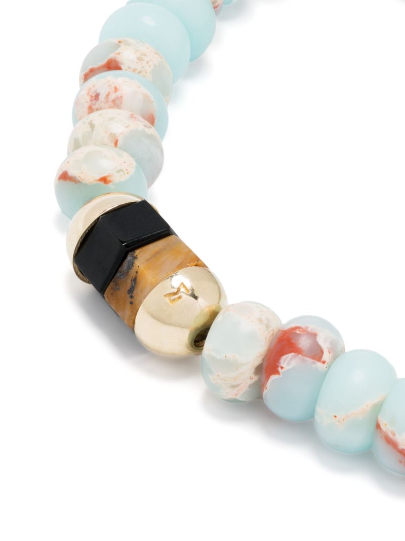 14k Yellow Gold 2 Hexagon Gemstone Beaded Bracelet