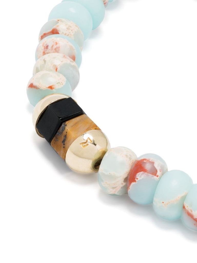 14k Yellow Gold 2 Hexagon Gemstone Beaded Bracelet