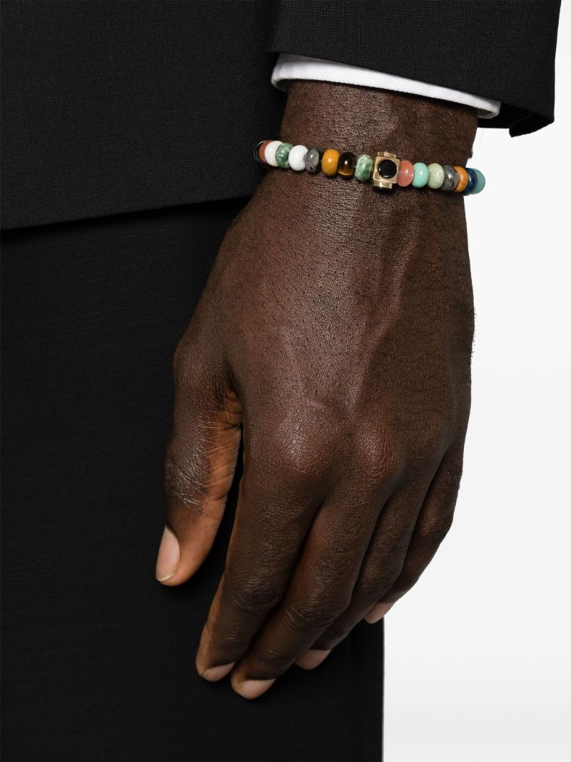14k Yellow Gold Large Lego Cube Beaded Bracelet