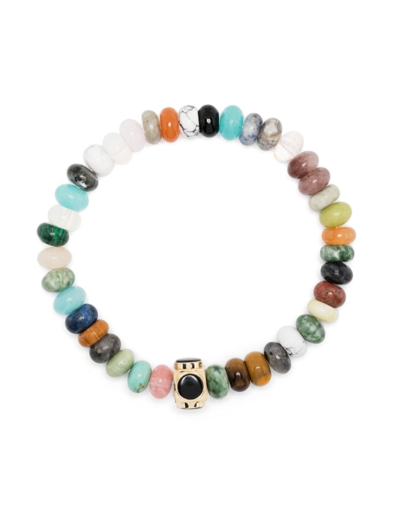 14k Yellow Gold Large Lego Cube Beaded Bracelet