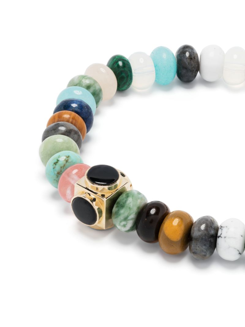 14k Yellow Gold Large Lego Cube Beaded Bracelet