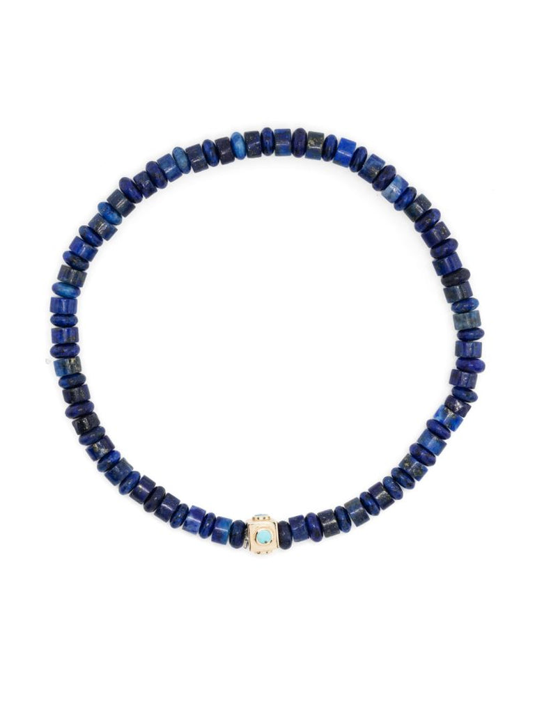 14k Yellow Gold Small Lego Cube Beaded Bracelet