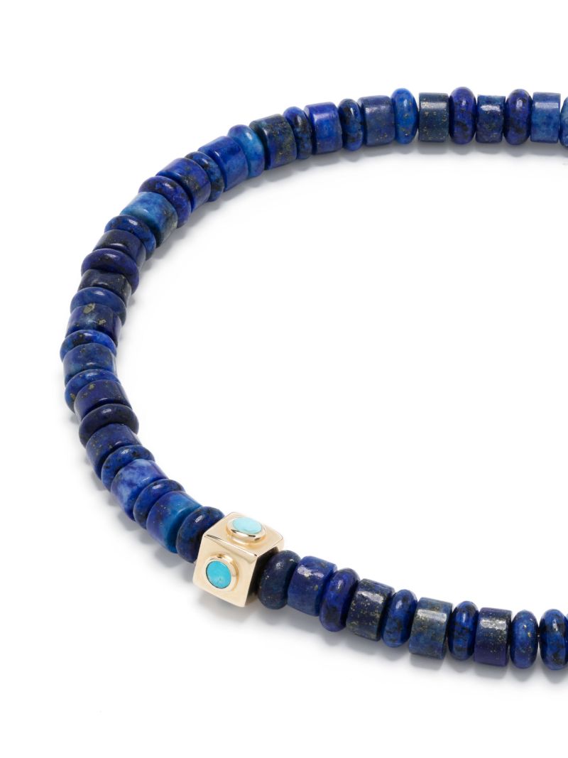 14k Yellow Gold Small Lego Cube Beaded Bracelet
