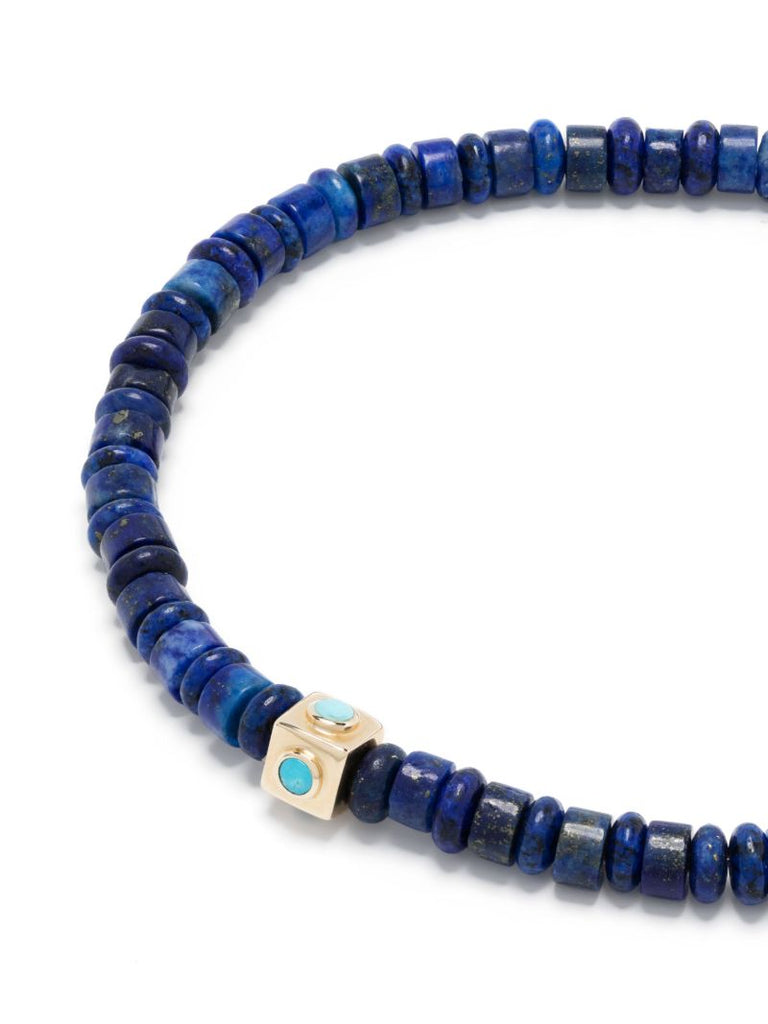 14k Yellow Gold Small Lego Cube Beaded Bracelet
