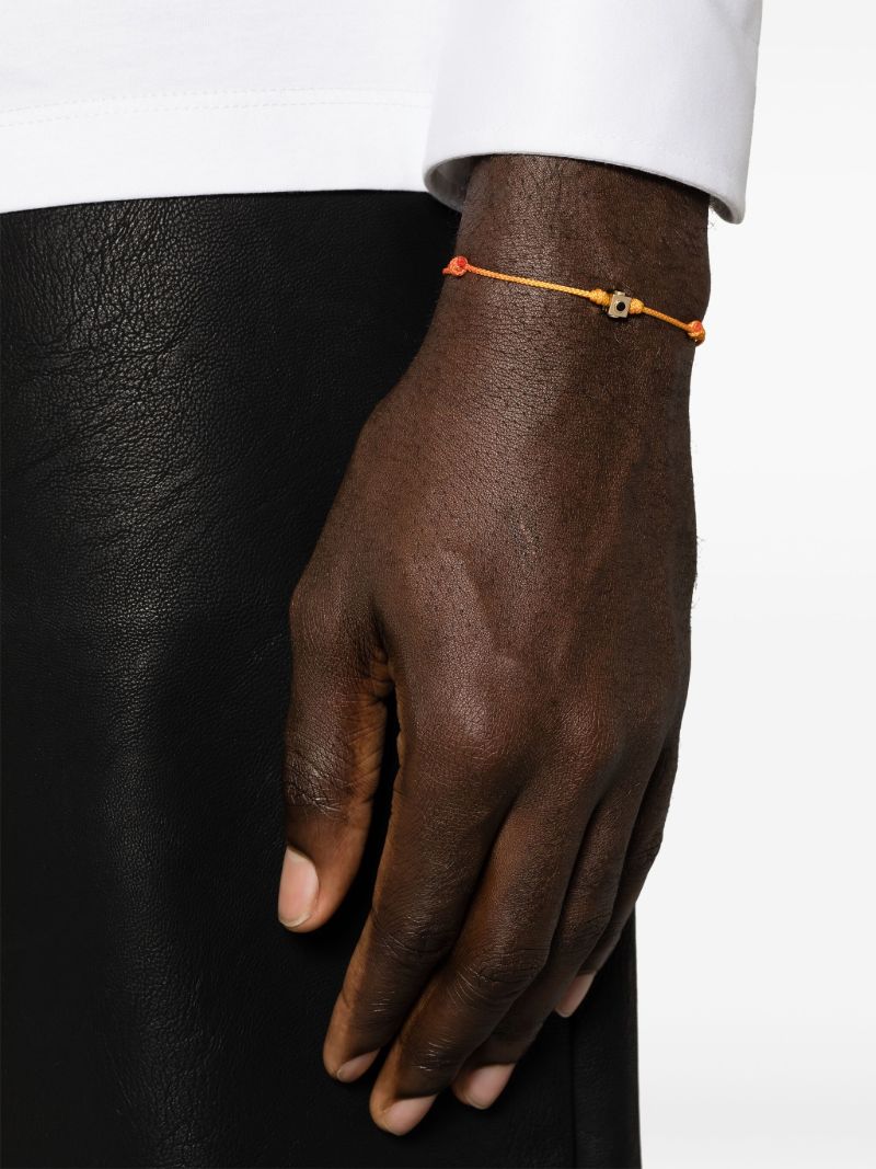 14k Yellow Gold Small Lego Cube Quartz Cord Bracelet