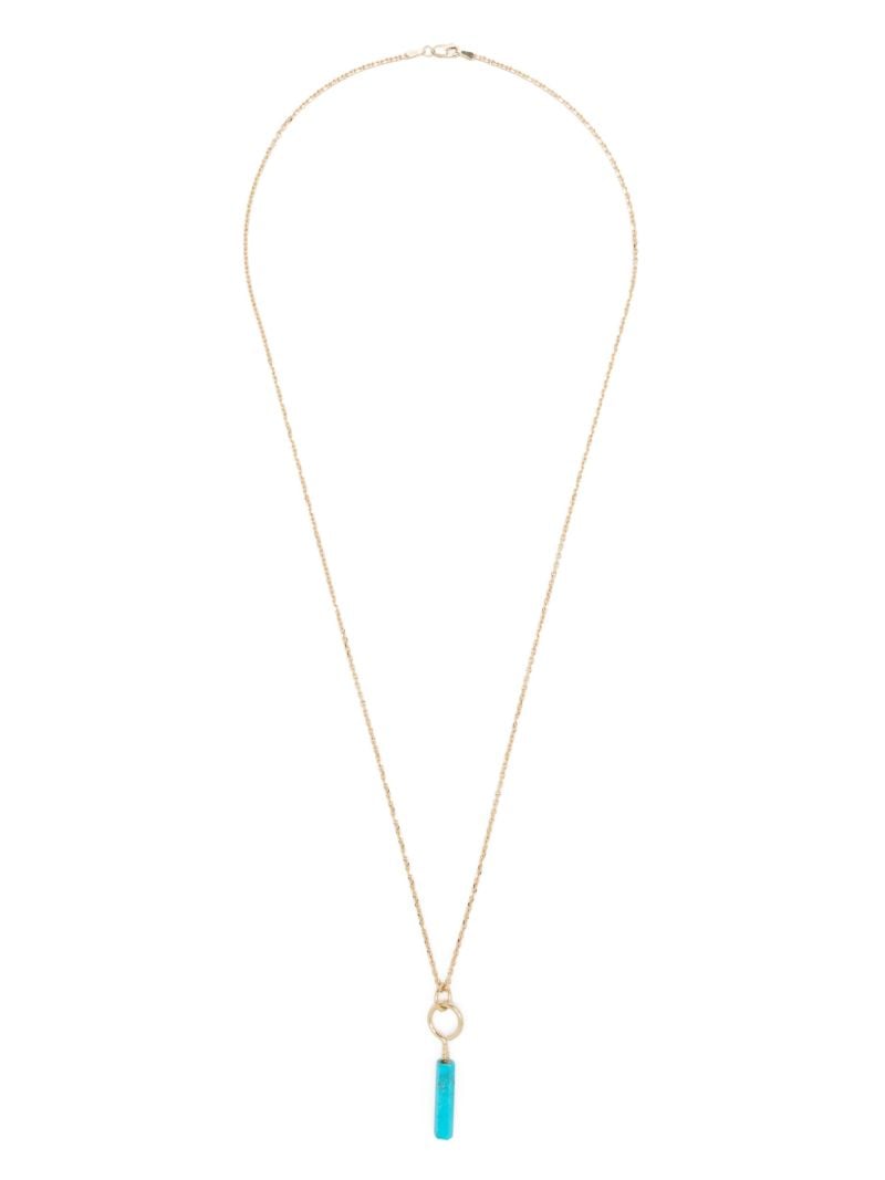 14k Yellow Gold Large Screw Turquoise Pendant Necklace