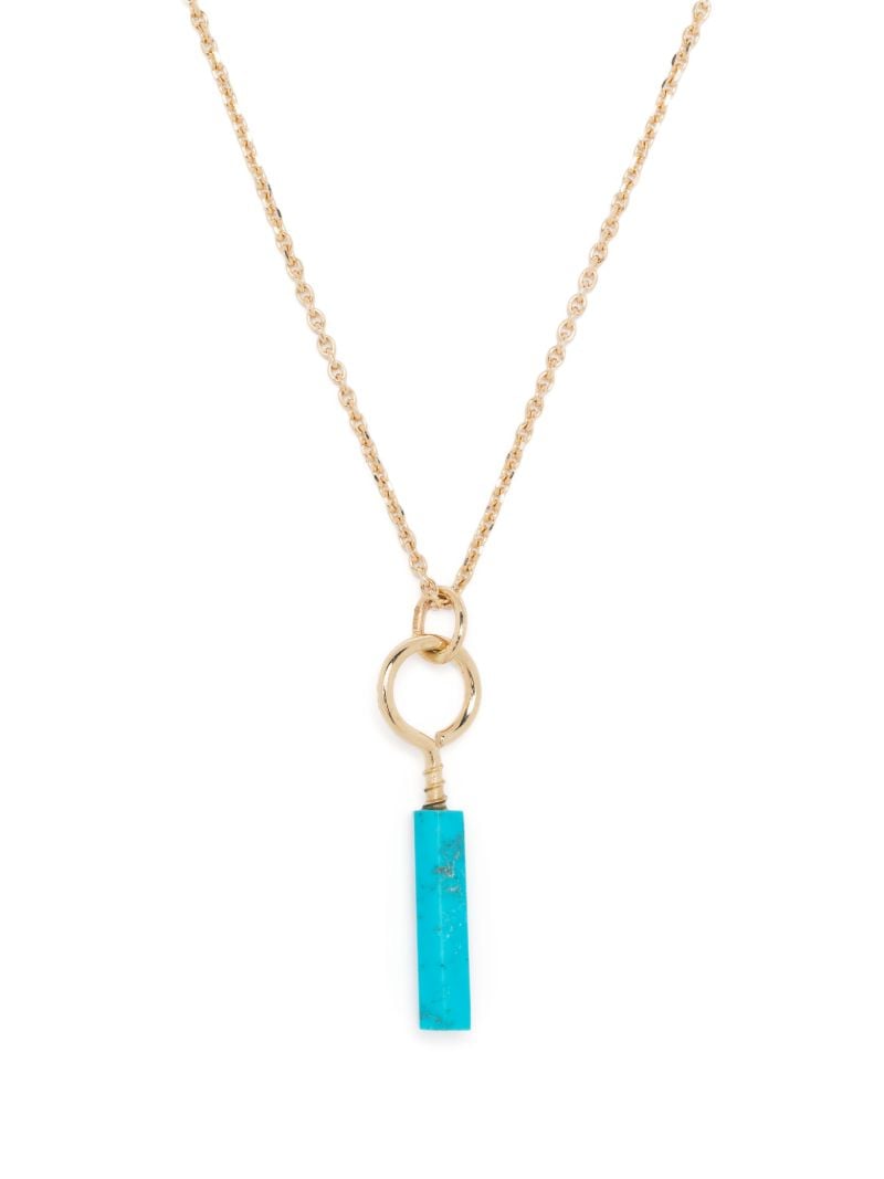 14k Yellow Gold Large Screw Turquoise Pendant Necklace