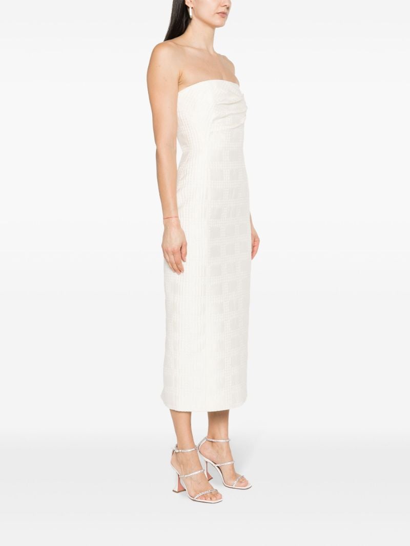 White Lowre Check Tweed Midi Dress