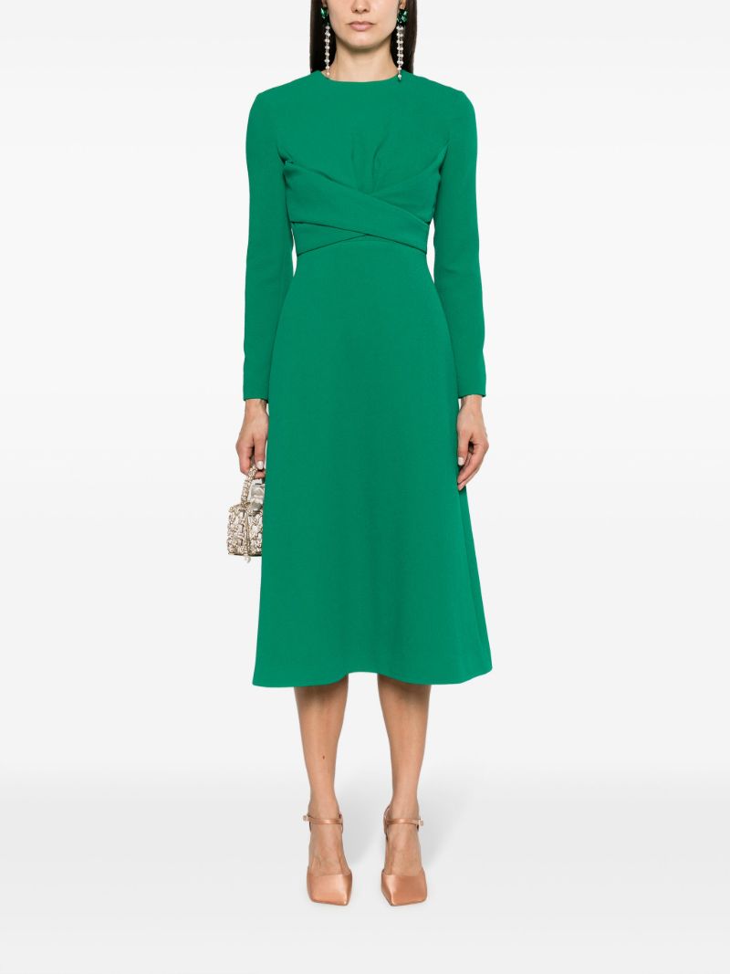 Green Elta Crepe Flared Midi Dress