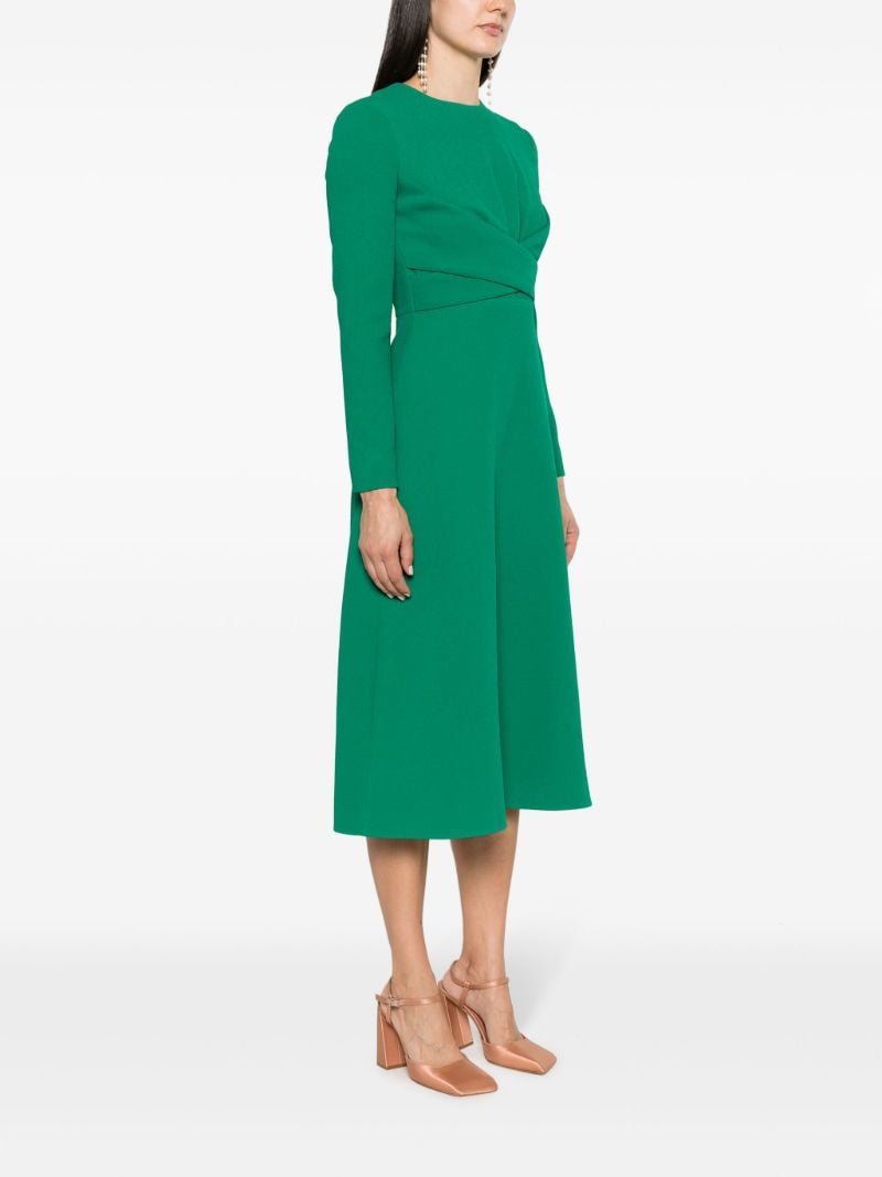 Green Elta Crepe Flared Midi Dress