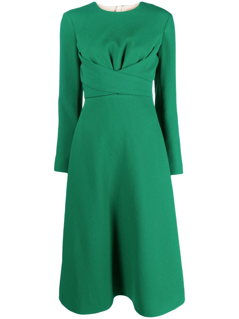 Green Elta Crepe Flared Midi Dress