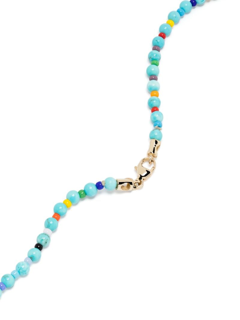 14k Yellow Gold Id Bar Sapphire Beaded Necklace