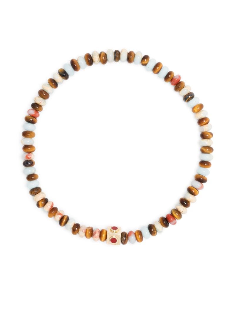 14k Yellow Gold Small Lego Cube Beaded Bracelet