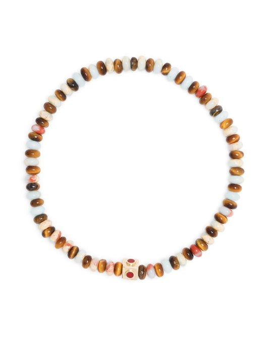 14k Yellow Gold Small Lego Cube Beaded Bracelet