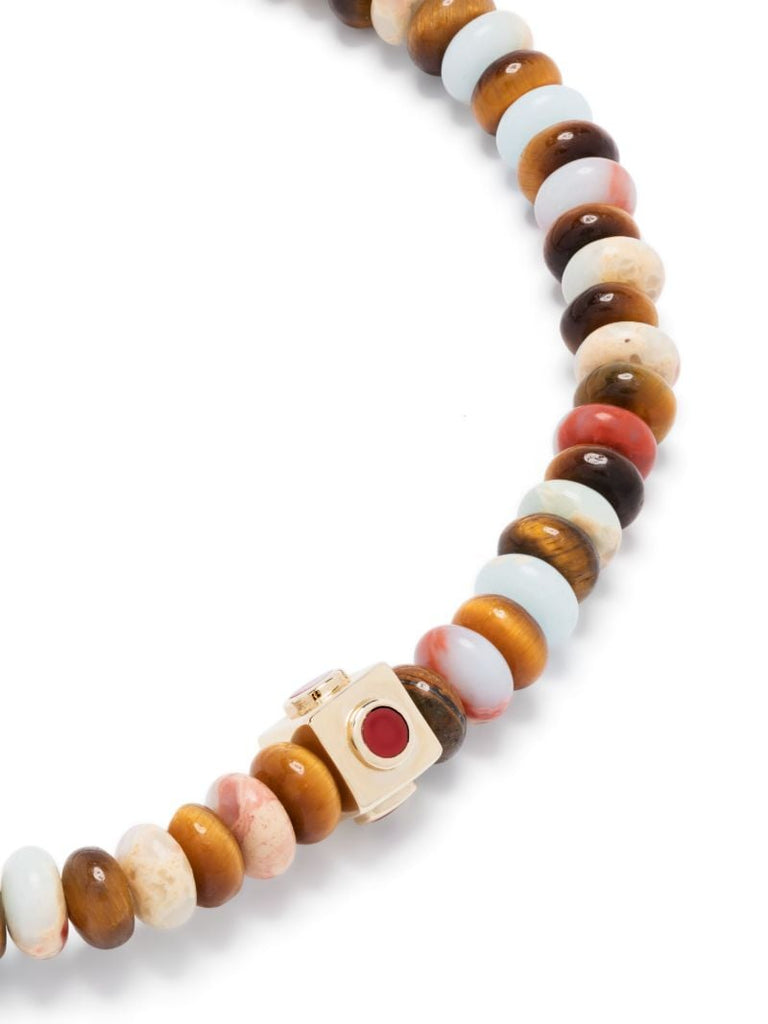 14k Yellow Gold Small Lego Cube Beaded Bracelet