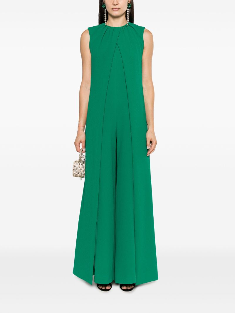 Green Aliza Crepe Wide-leg Jumpsuit
