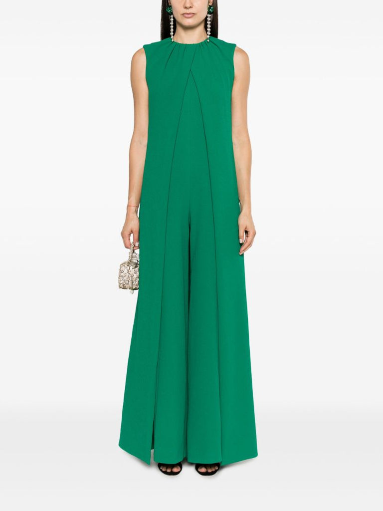 Green Aliza Crepe Wide-leg Jumpsuit