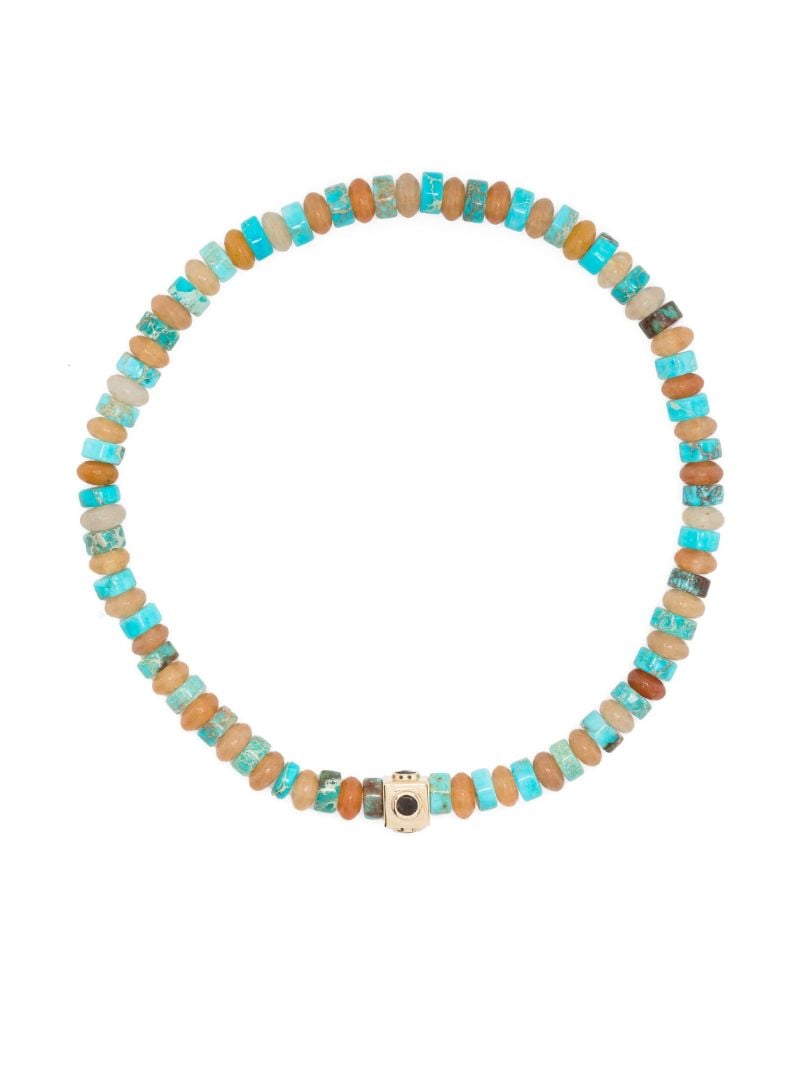 14k Yellow Gold Small Lego Cube Beaded Bracelet