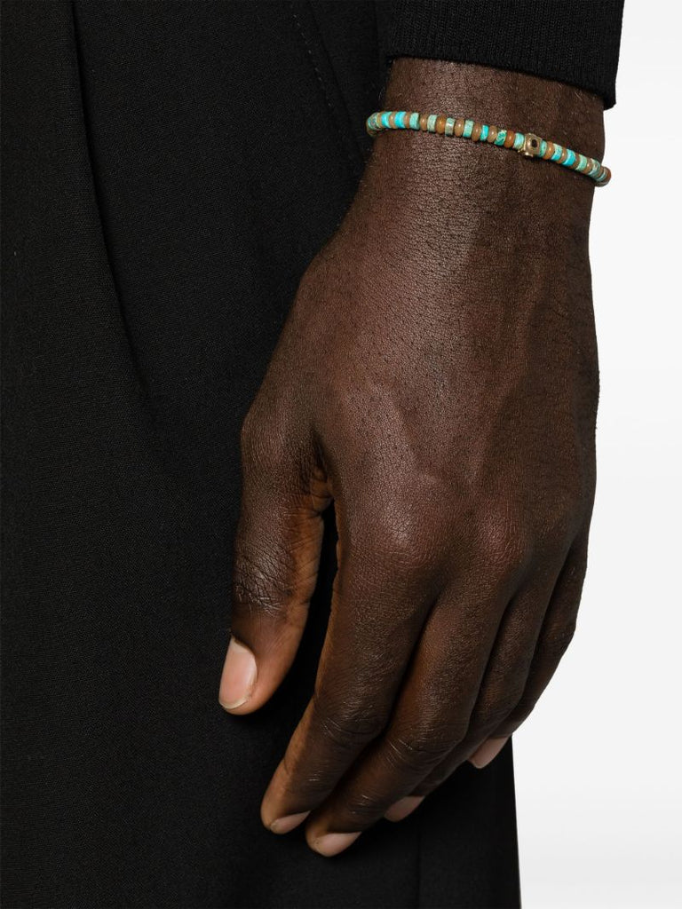 14k Yellow Gold Small Lego Cube Beaded Bracelet