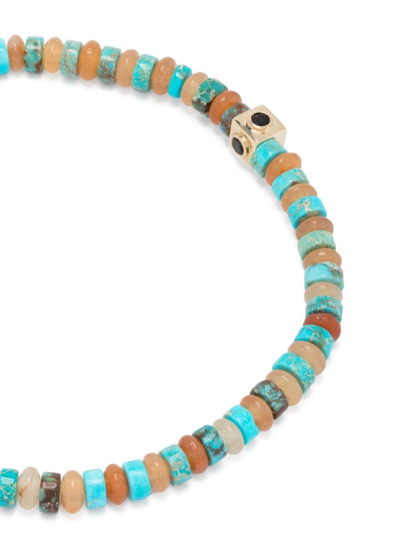 14k Yellow Gold Small Lego Cube Beaded Bracelet