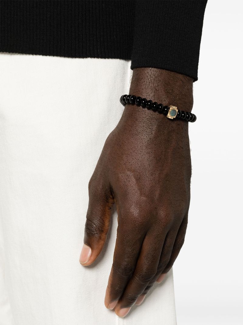 14k Yellow Gold Large Lego Cube Beaded Bracelet