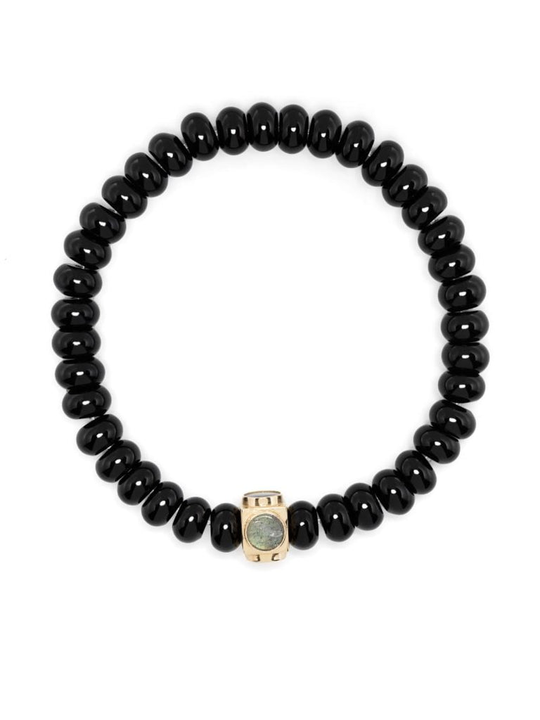 14k Yellow Gold Large Lego Cube Beaded Bracelet
