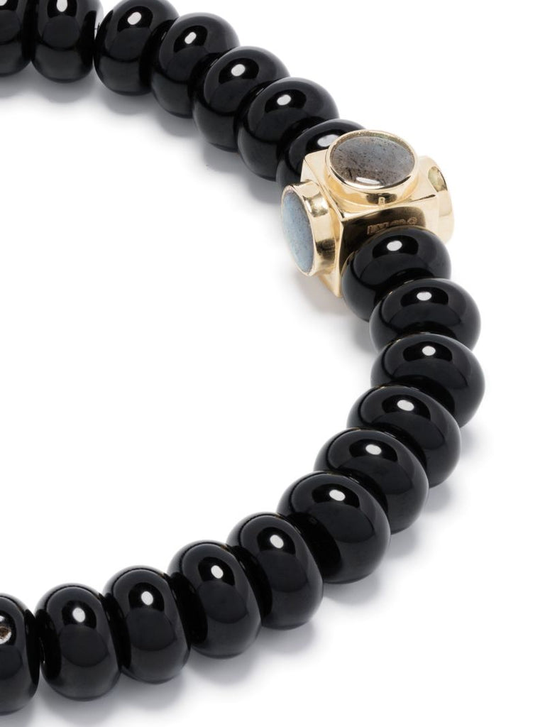 14k Yellow Gold Large Lego Cube Beaded Bracelet