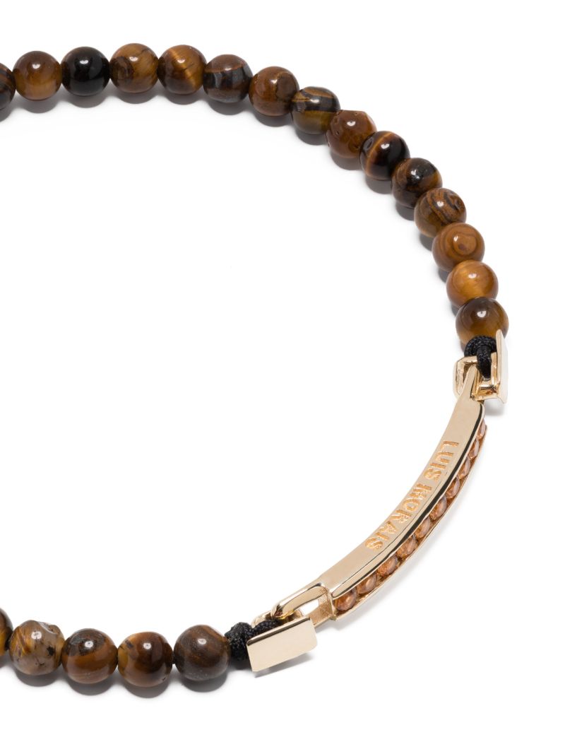 14k Yellow Gold Id Bar Citrine Beaded Bracelet
