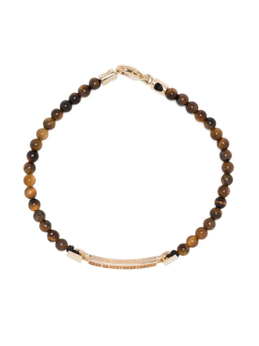 14k Yellow Gold Id Bar Citrine Beaded Bracelet