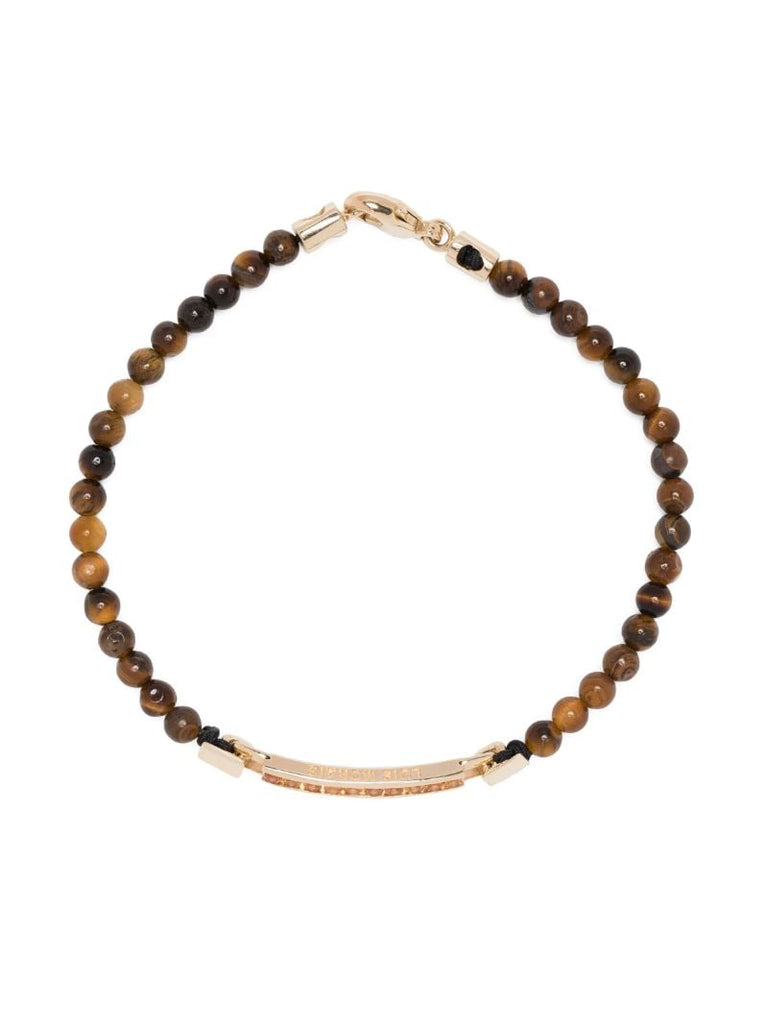 14k Yellow Gold Id Bar Citrine Beaded Bracelet