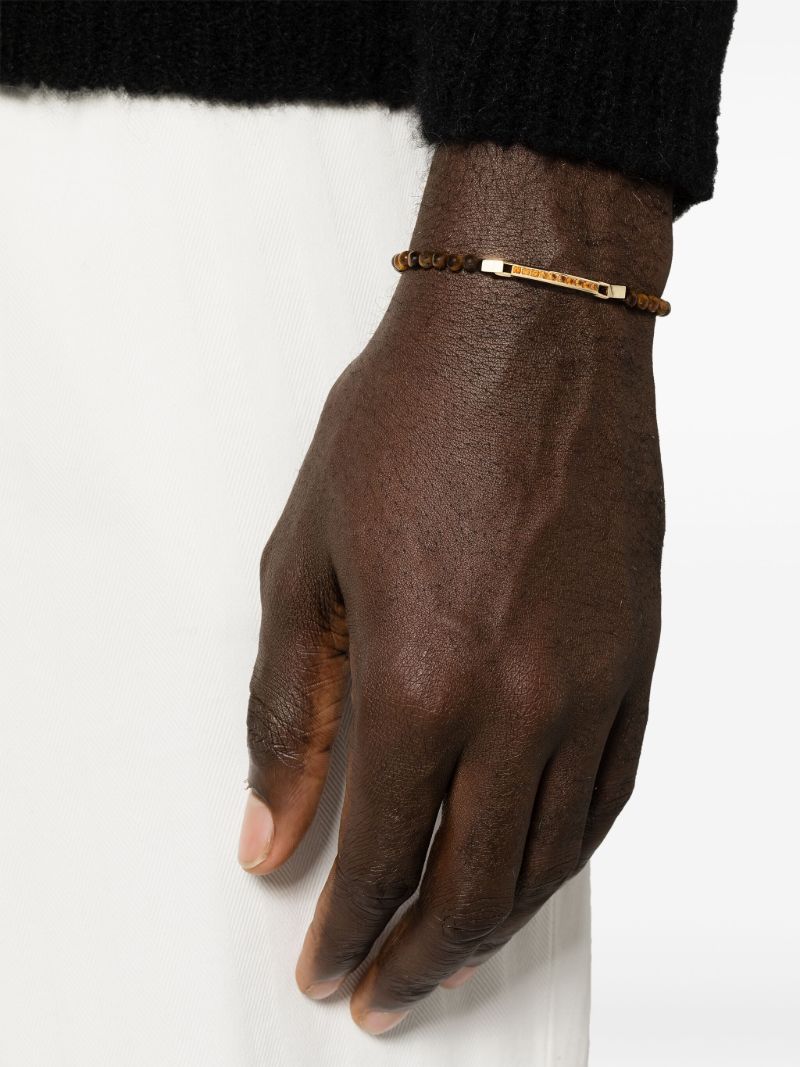 14k Yellow Gold Id Bar Citrine Beaded Bracelet