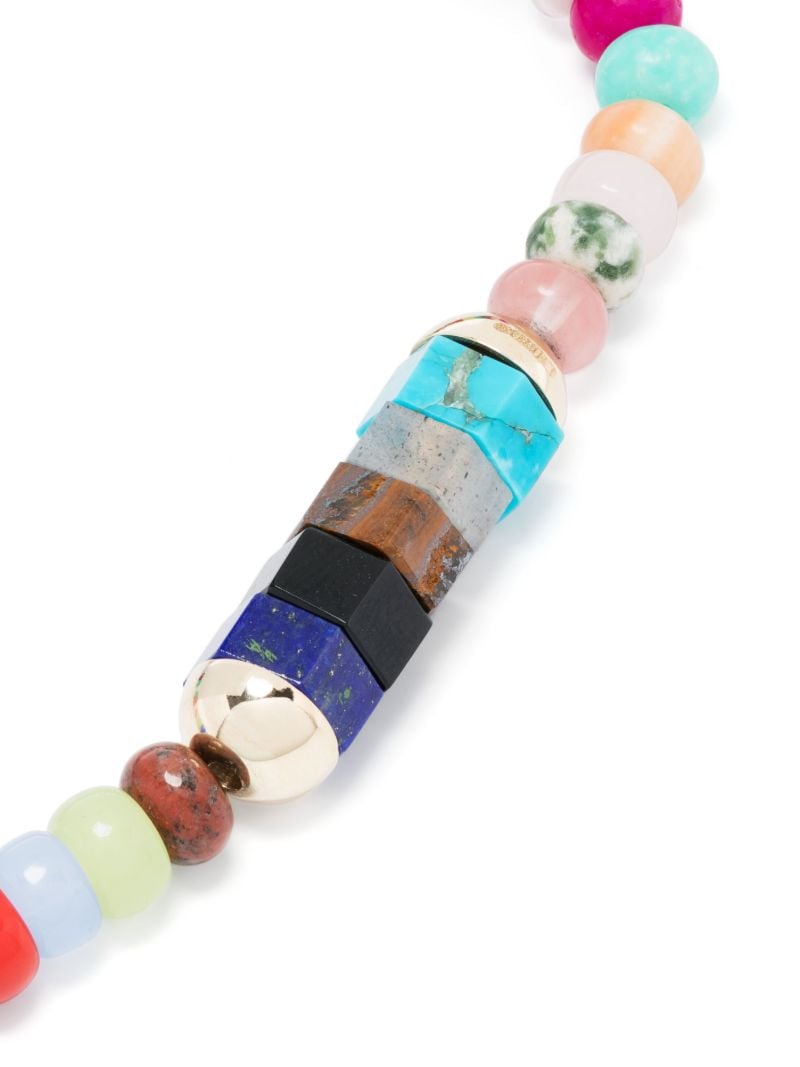 14k Yellow Gold 5 Hexagon Gemstone Beaded Bracelet