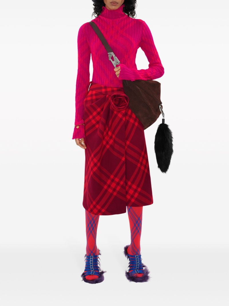 Red Check Wool Skirt