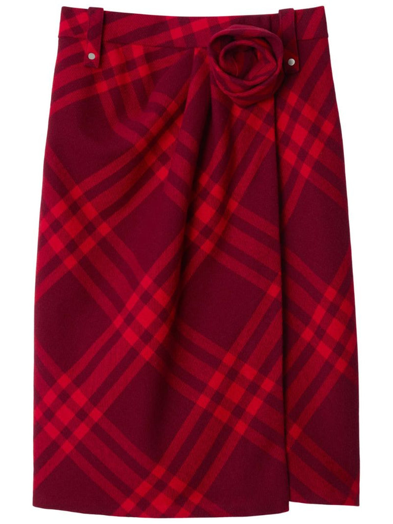 Red Check Wool Skirt