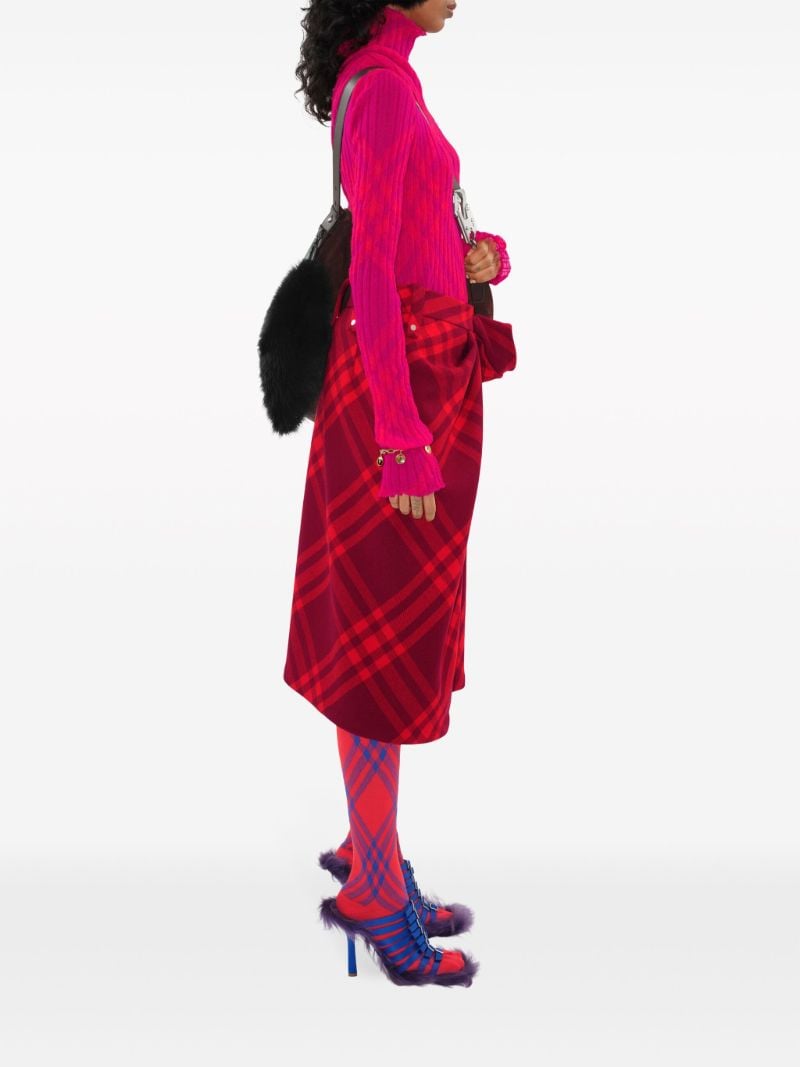 Red Check Wool Skirt