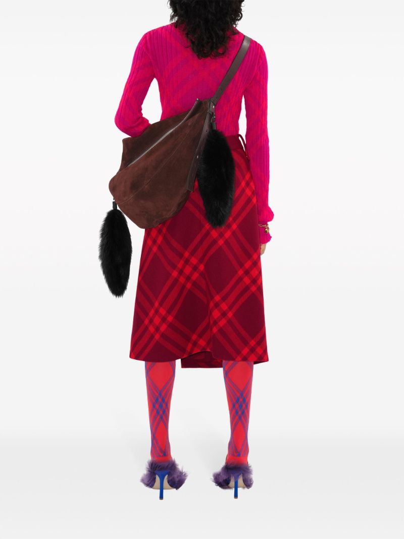 Red Check Wool Skirt