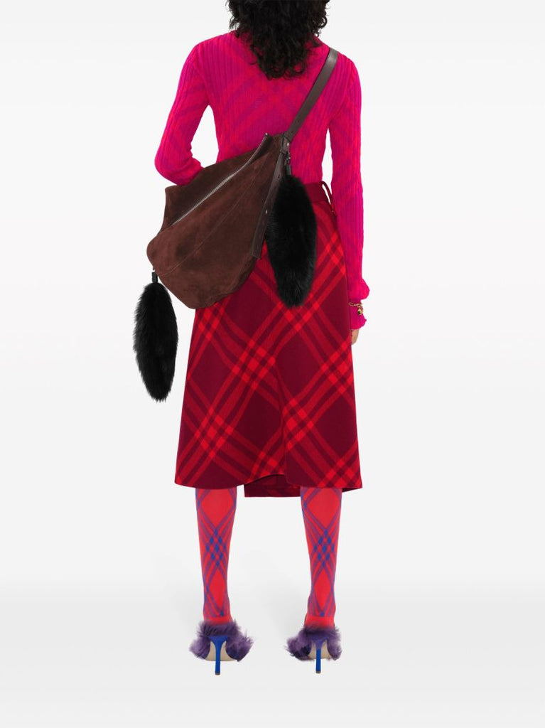 Red Check Wool Skirt