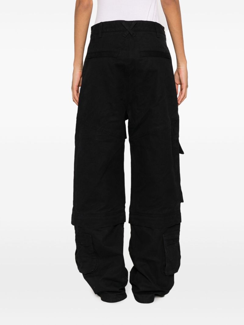 Black Hard Cotton Cargo Trousers