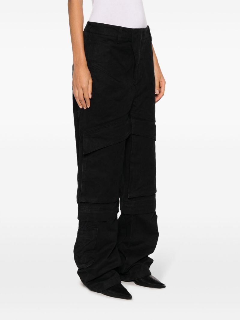 Black Hard Cotton Cargo Trousers