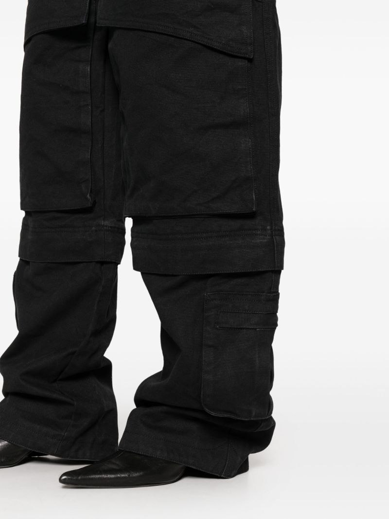 Black Hard Cotton Cargo Trousers
