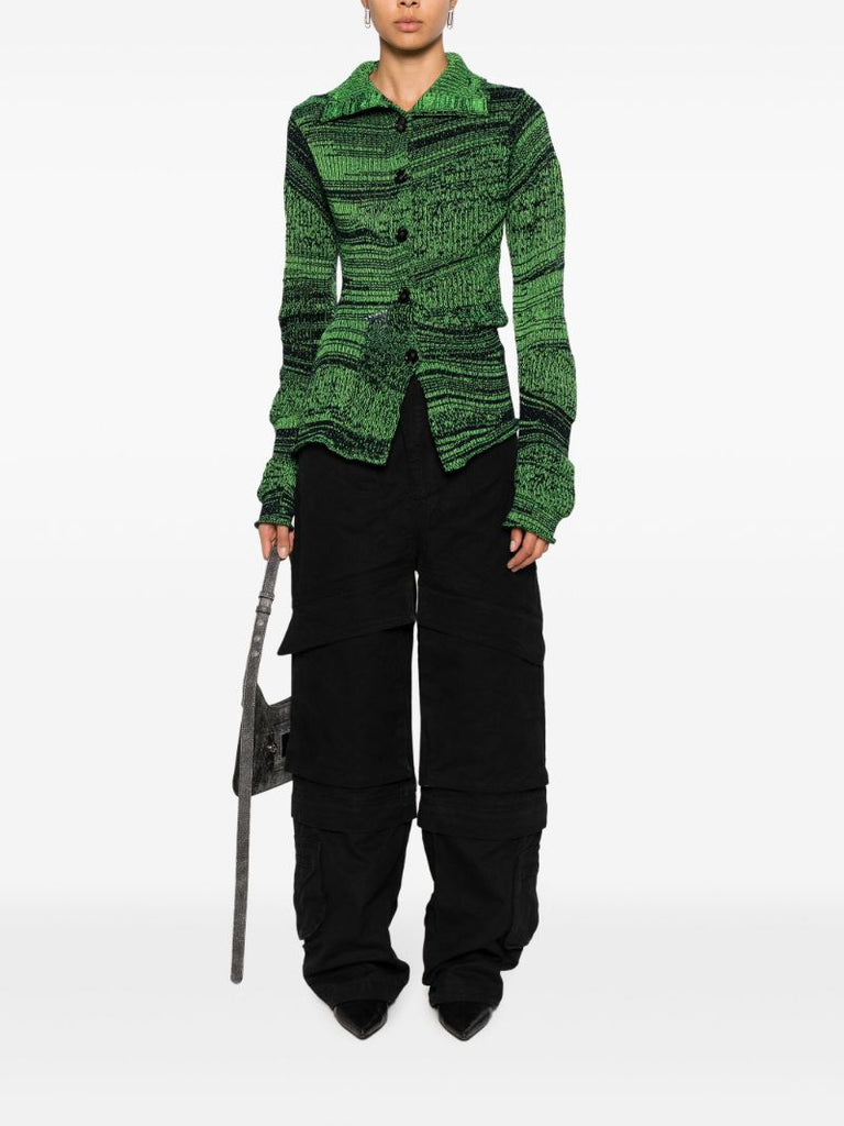 Black Hard Cotton Cargo Trousers