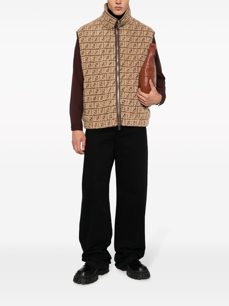 Brown Ff-jacquard Fleece Gilet